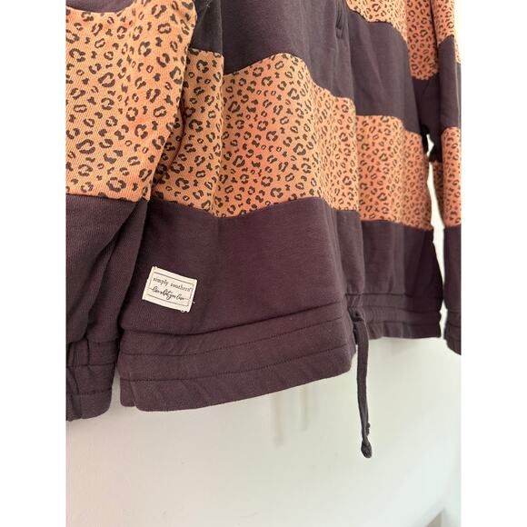 Simply Southern Sweatshirt Womens XXL Leopard Print Stripes Quarter Zip Sweater - Picture 10 of 11